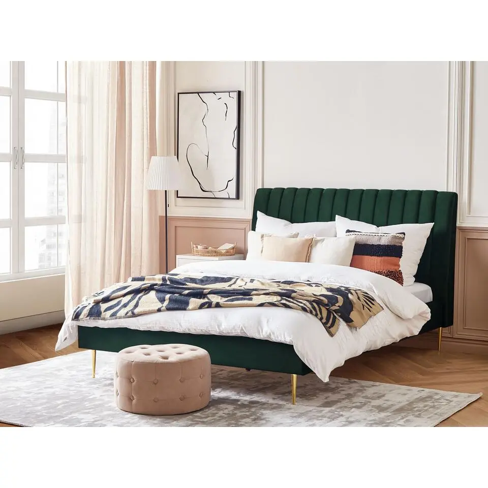 MARVILLE - Tweepersoonsbed - Groen - 180 x 200 cm - Fluweel