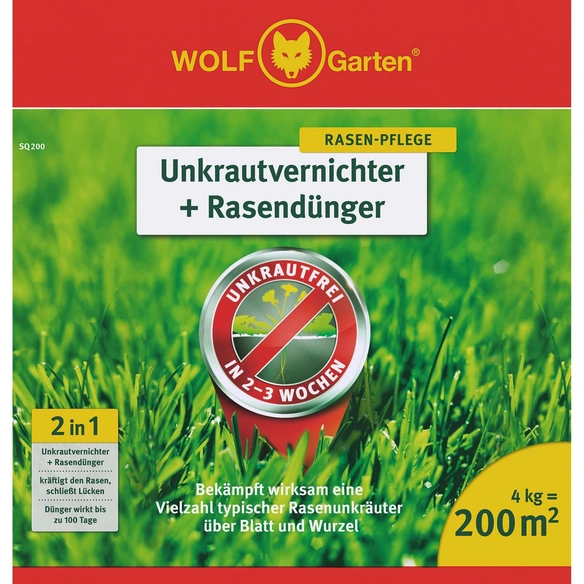 Rasendünger & Unkrautvernichter, für 200 m², mineralisch, 2,4 kg