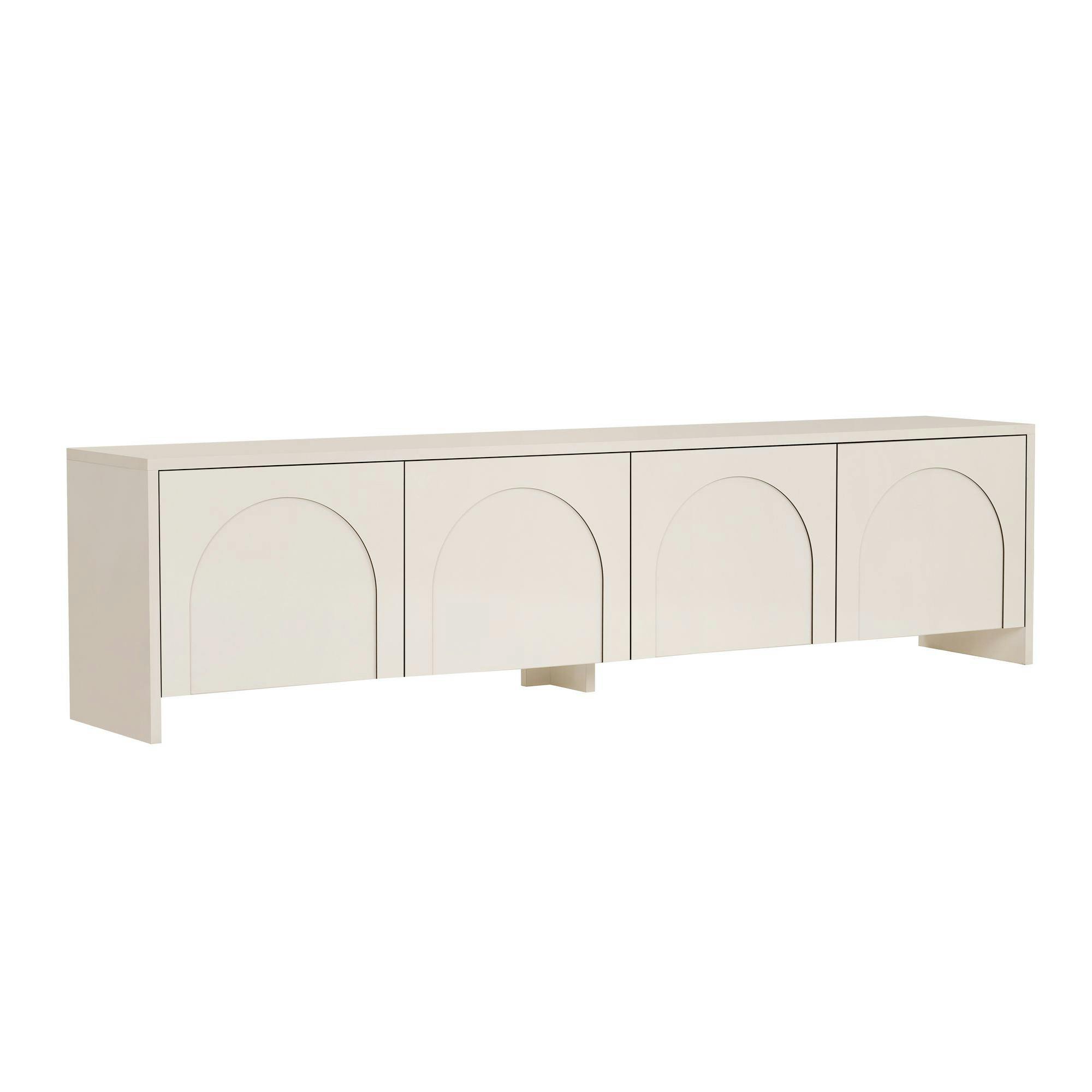Meuble TV crème 4 portes motif arches MARFA