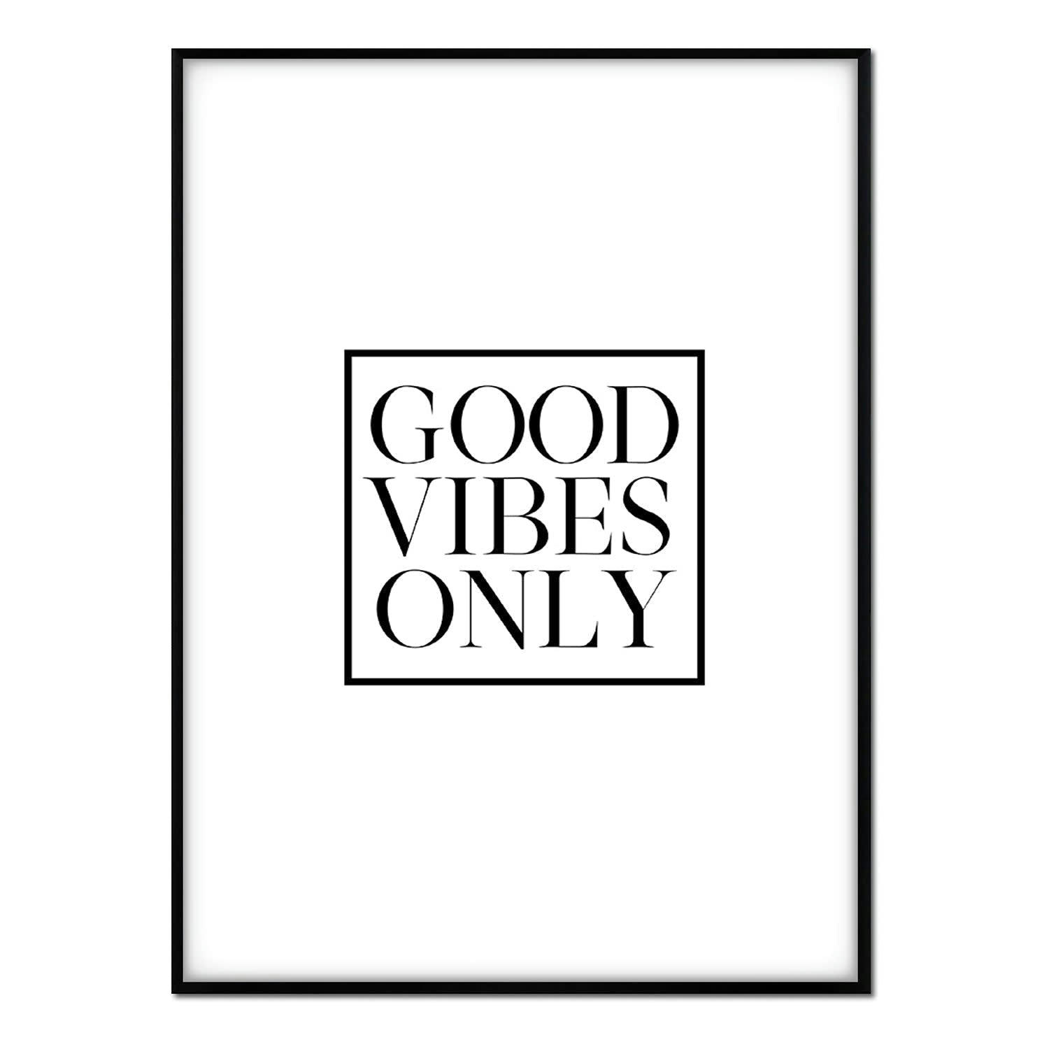 TEXTO - Affiche avec cadre noir - Good Vibes Only - 50x70