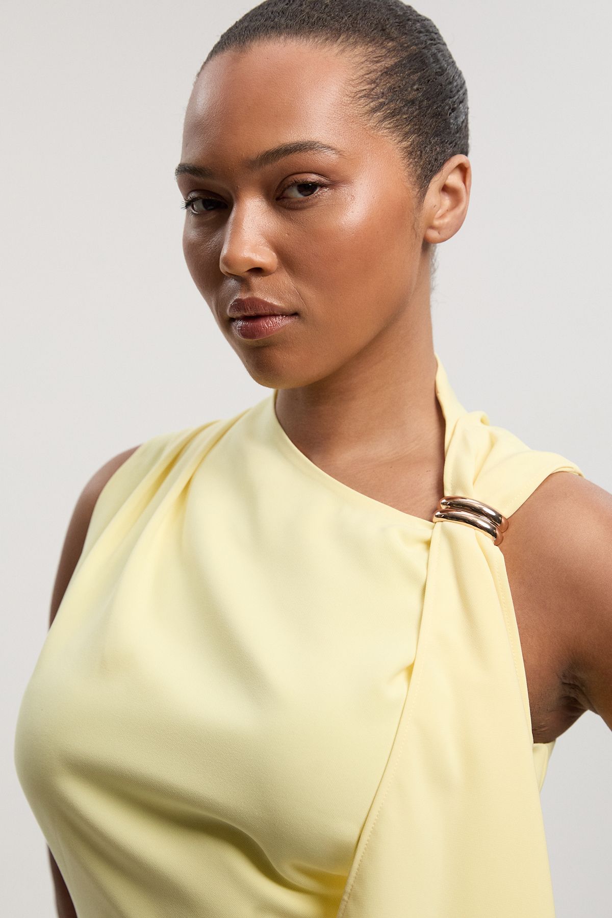 KarenMillen Plus Size Polished Tailored Trim Detail Drape Top
