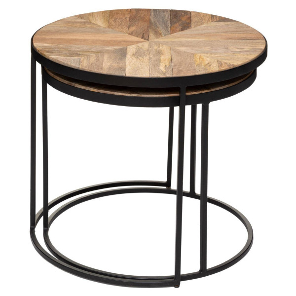 Stolik 2 szt. metal, drewno mango Thali