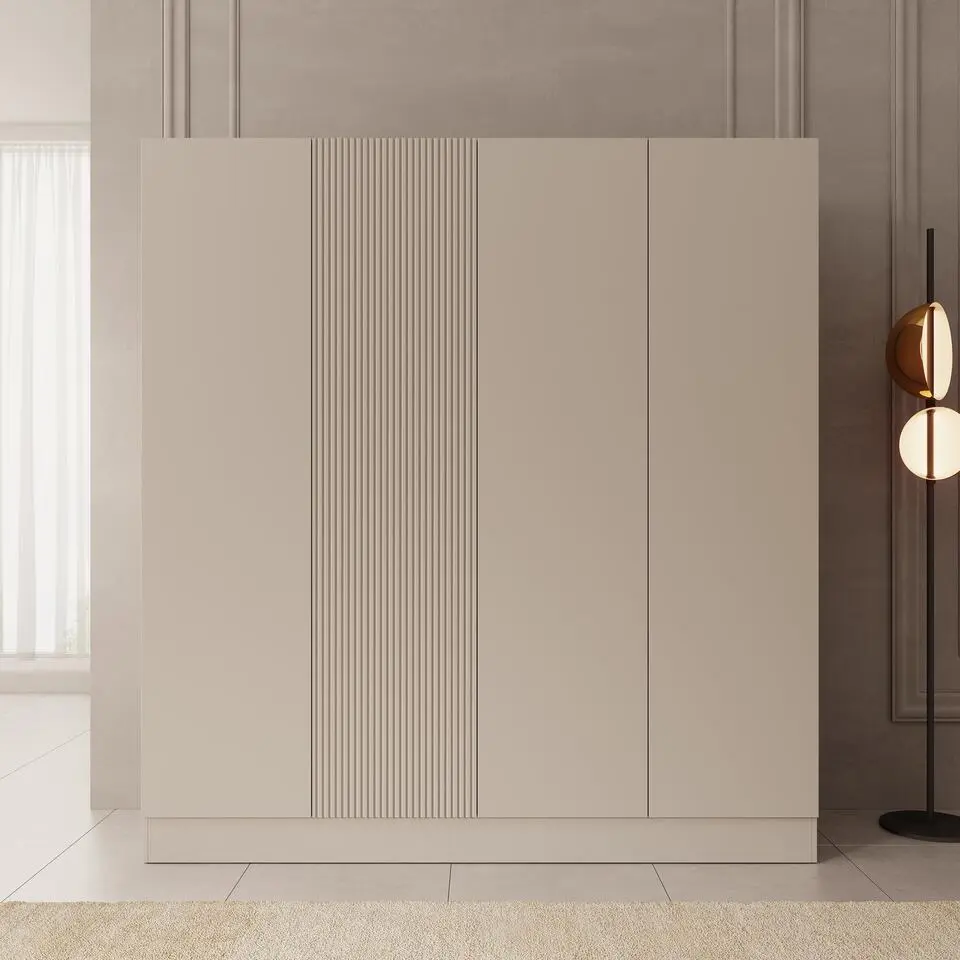 Meubella - Capri - Kledingkast 4-deurs - Beige - 205x55x220 cm