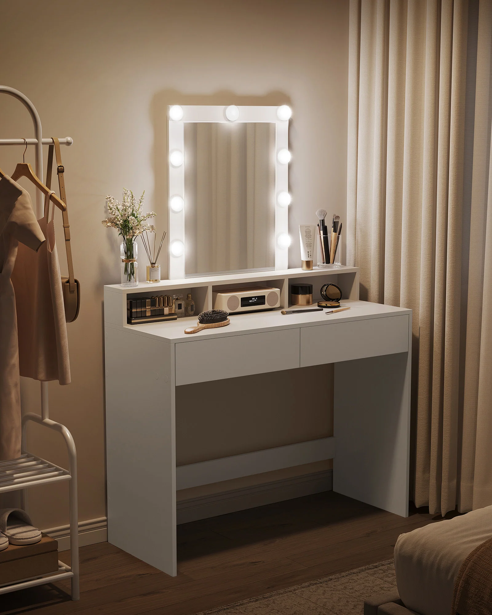 Coiffeuse avec miroir LED