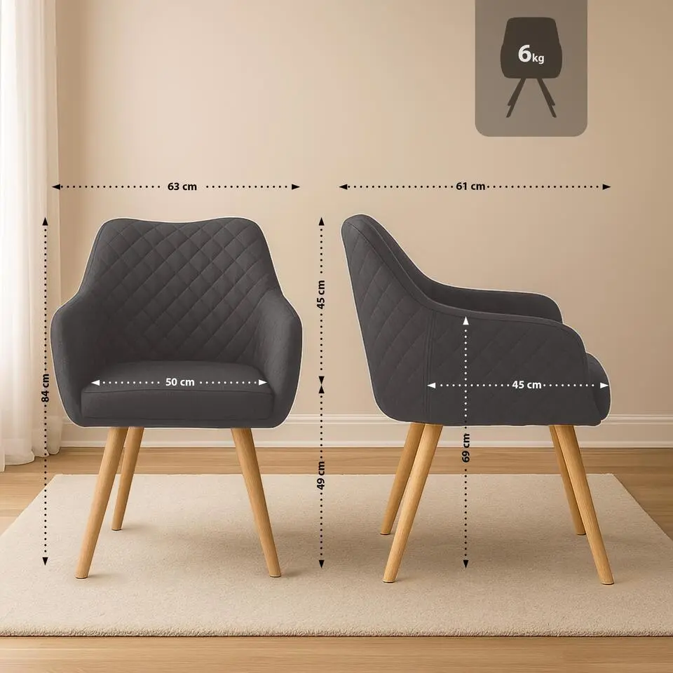 CLP Eetkamerstoel Gent natura Frame - Stof - donkergrijs