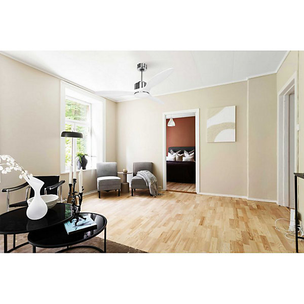 Modulo de KlassFan - Super destratificateur et ventilateur DC 132 cm Chrome bois blanc Lumièredimmable 25 à 40 m²