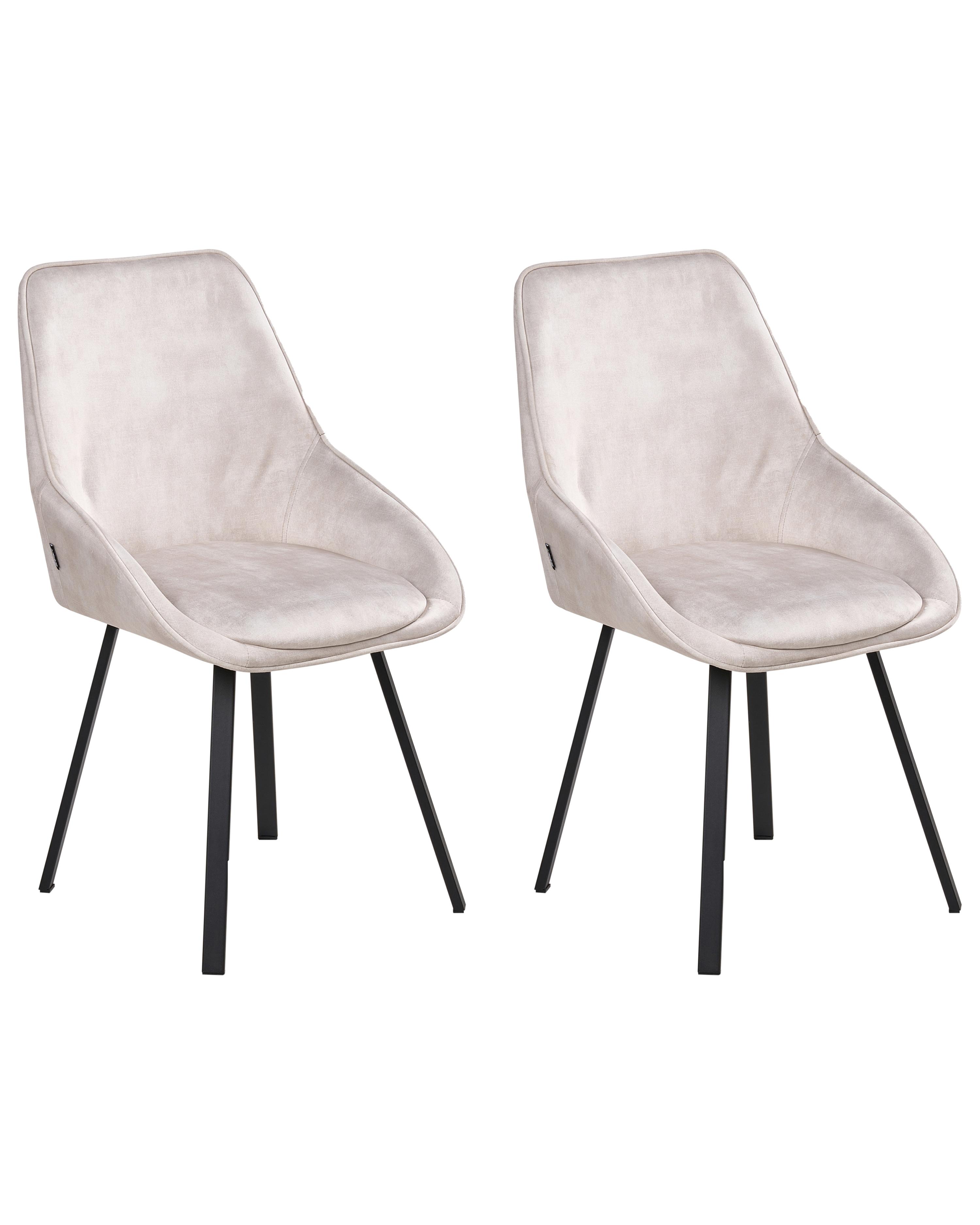 Set of 2 Dining Chairs Swivel TERLTON Velvet Light Beige