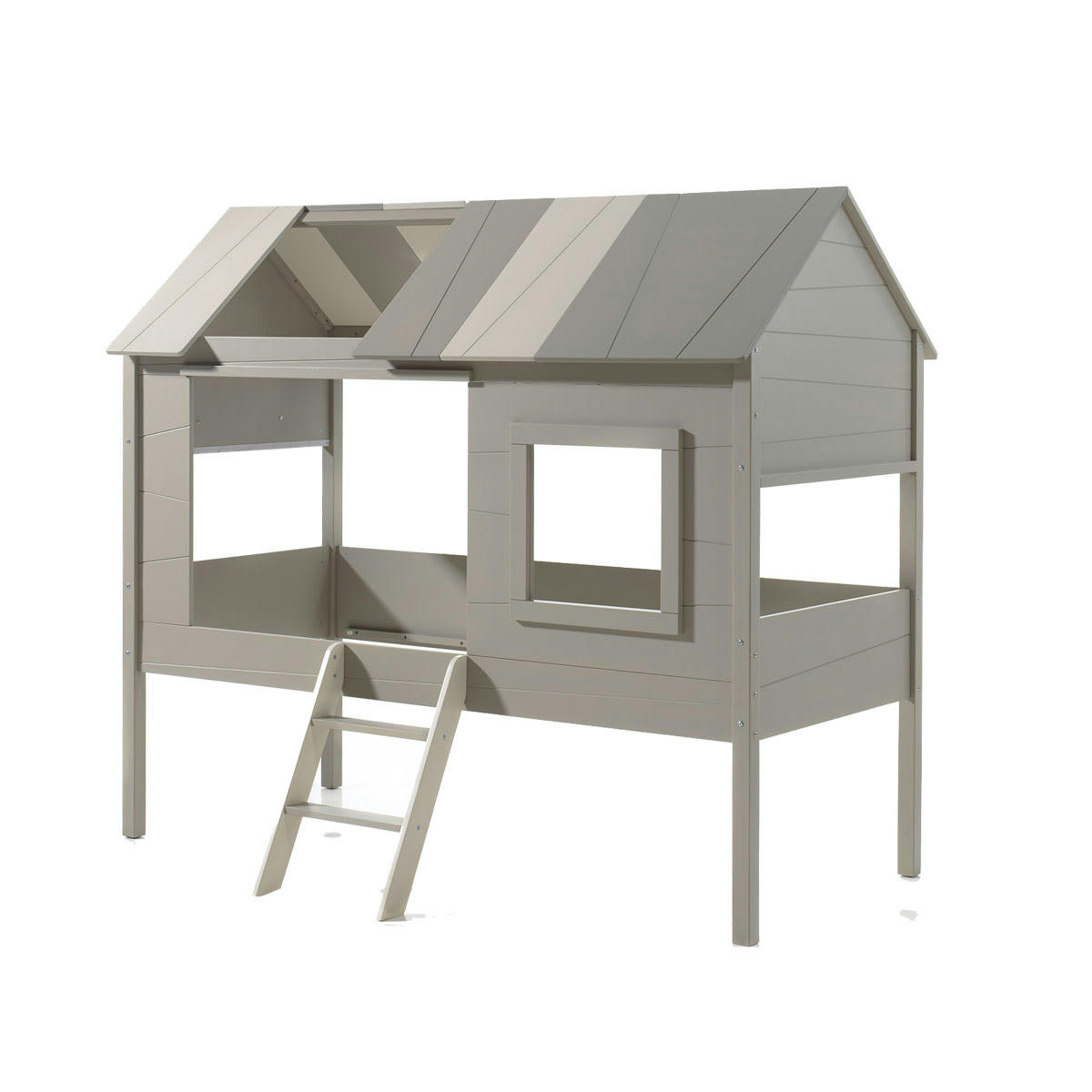 CHARLOTTE - Lit cabane 90x200 sommier inclus beige gris