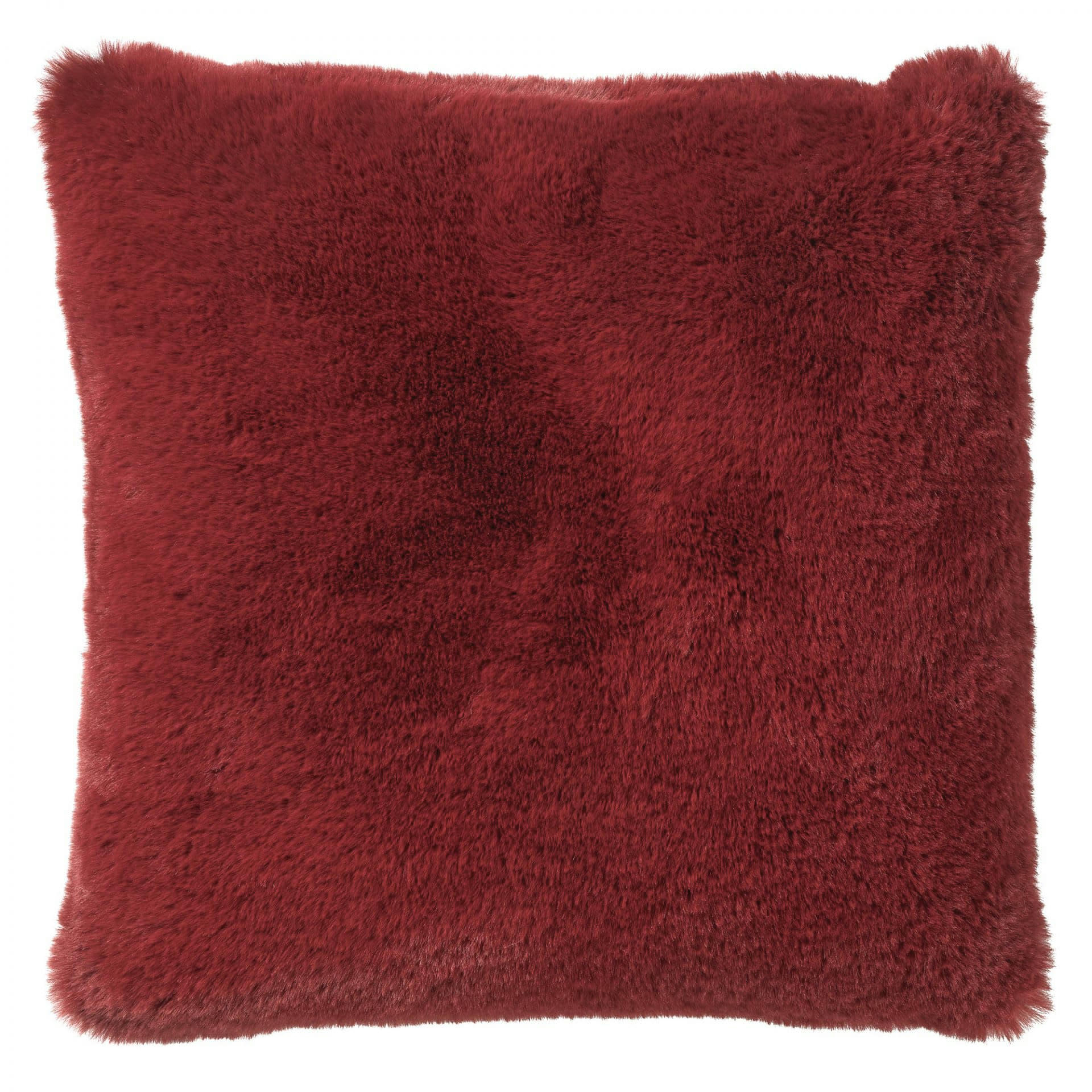 ZAYA - Coussin - rouge fausse fourrure 45x45 cm uni