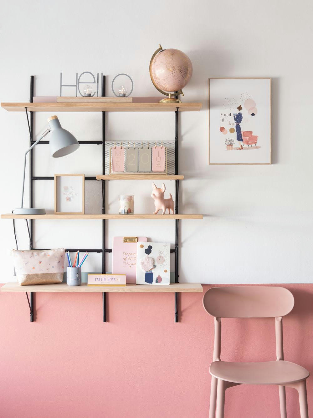 CLEMENCE ROSY - Globe terrestre carte du monde rose et doré