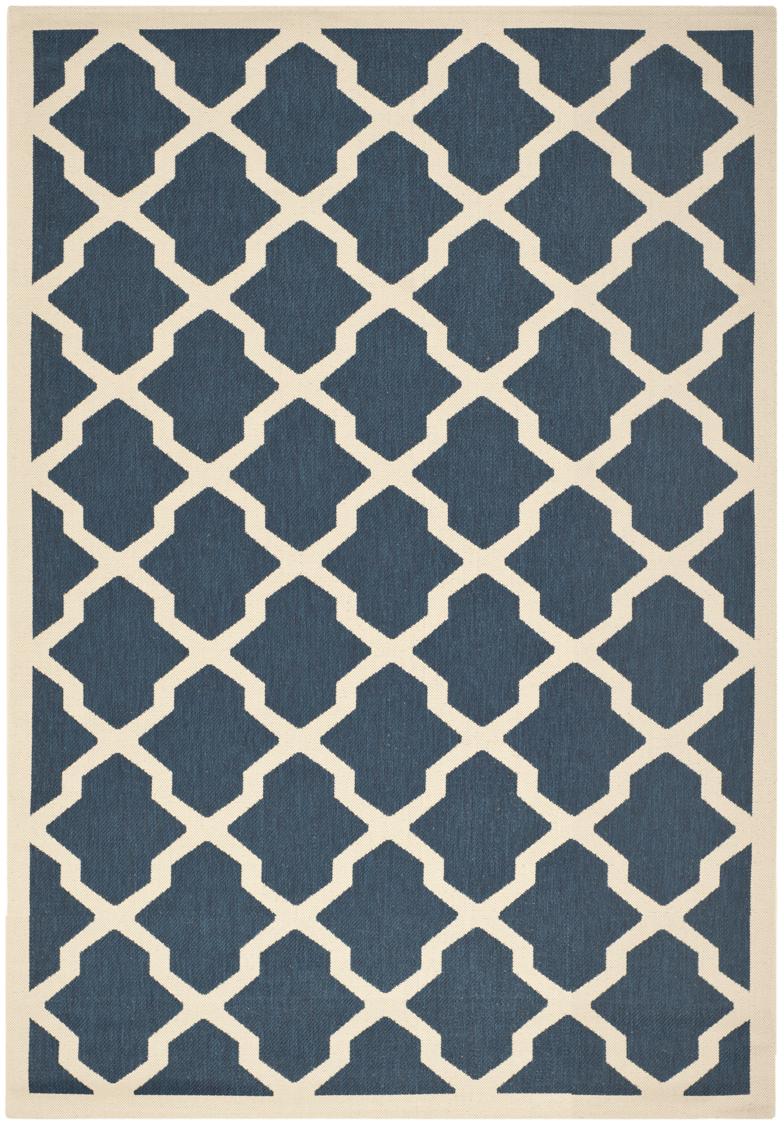 COURTYARD - Tapis interieur & exterieur en bleu marine & beige, 122 x 170 cm