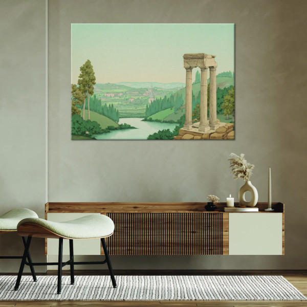 Feeby Obraz na płótnie, Krajobraz Drzewa Architektura 60x40
