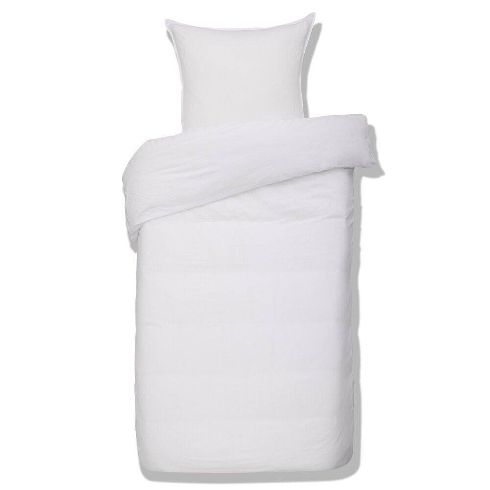Parure de lit 1 personne 140x200cm gaze de coton blanc uni