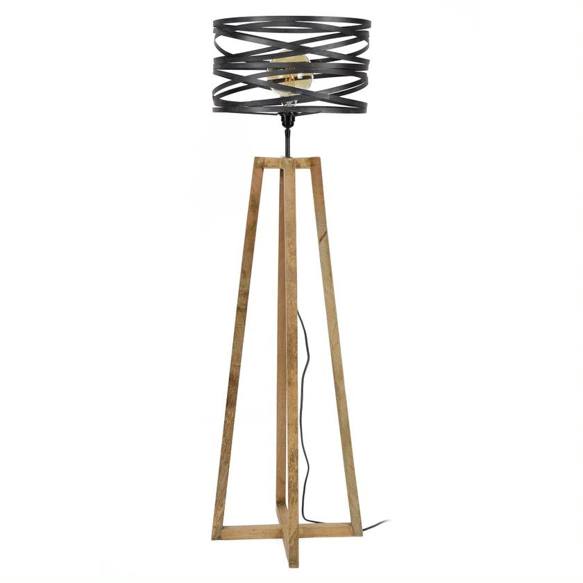 Giga Meubel Vloerlamp Twist - Metaal/Hout - 1-Lichts - 41x41x141cm