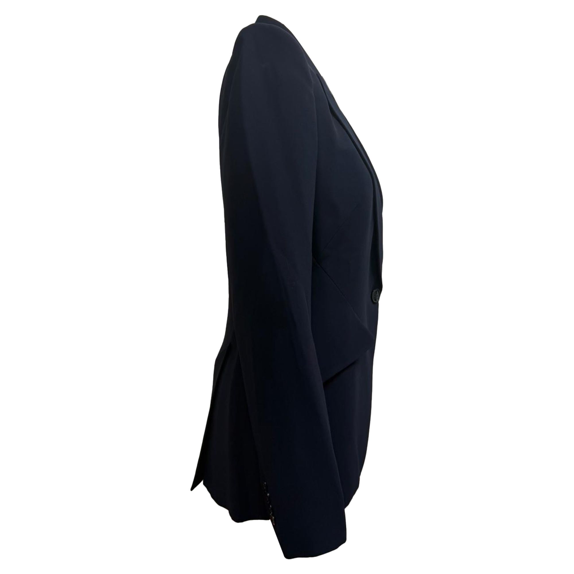 Alexander McQueen Preloved Single-Breasted Blazer in Navy Blue Wool