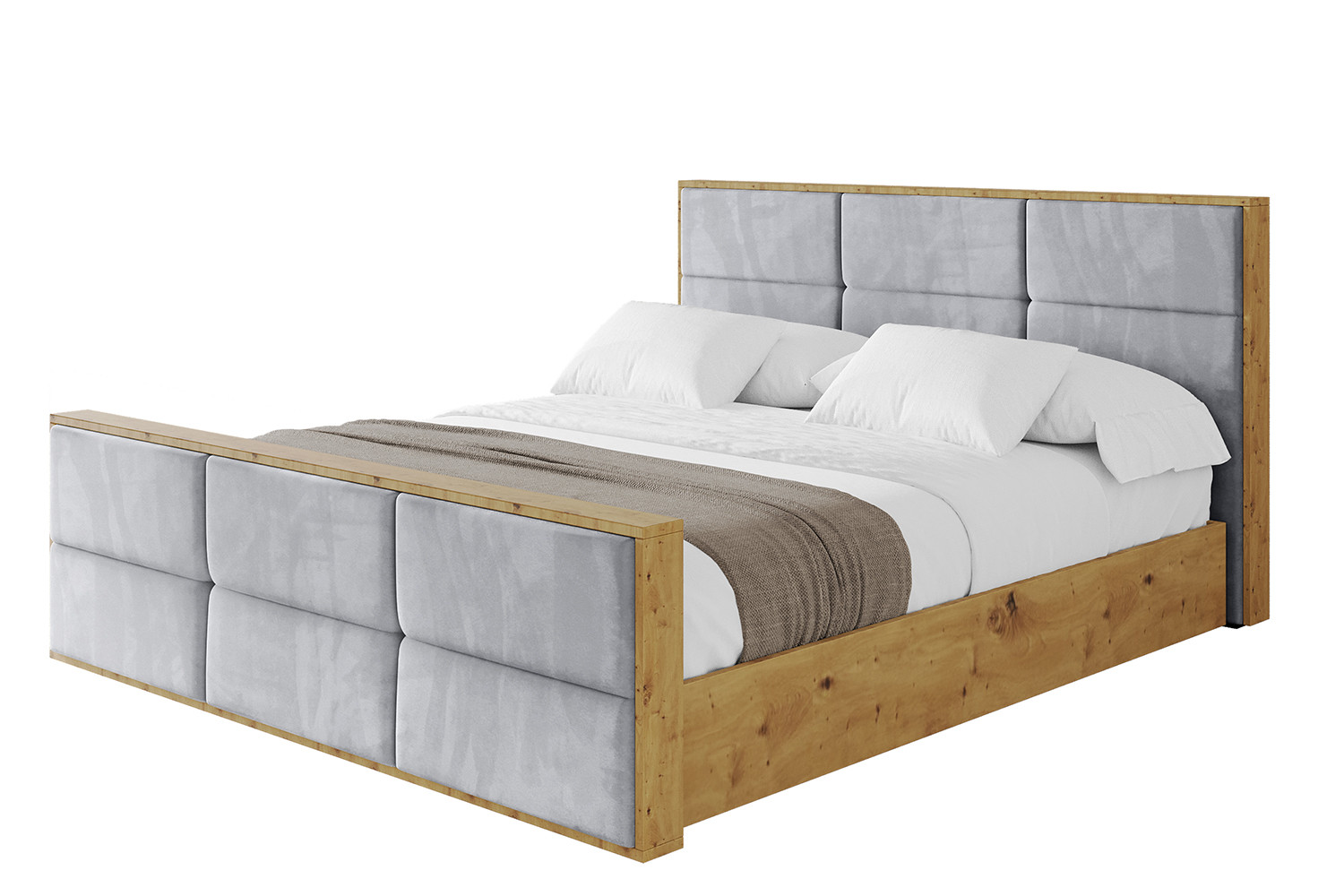 Łóżko tapicerowane z materacem   pojemnik ENZO1-Z-120x200 cm Jasnoszary
