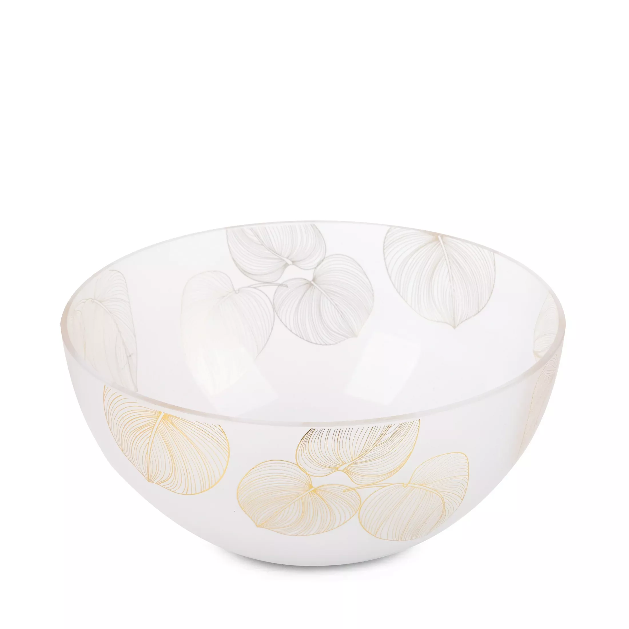 LIMITED COLLECTION Misa BLANCA biało-złota z motywem liści z malowanego szkła artystycznego MAGIA BIELI