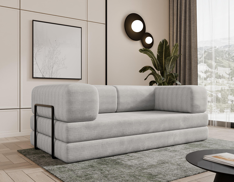 Kompaktowa szara sofa LAMILO do pokoju nastolatka