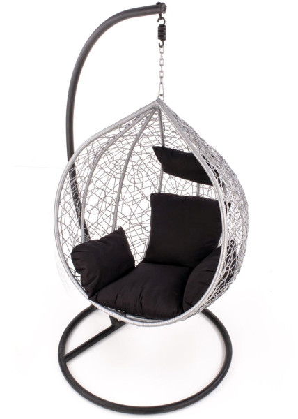 Fotel wiszący ogrodowy Eggy HALMAR boho szary czarny 195 cm
