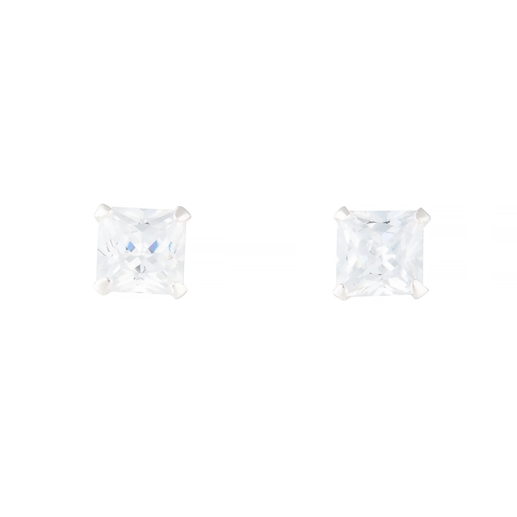 Sterling Silver Square Cubic Zirconia Stud