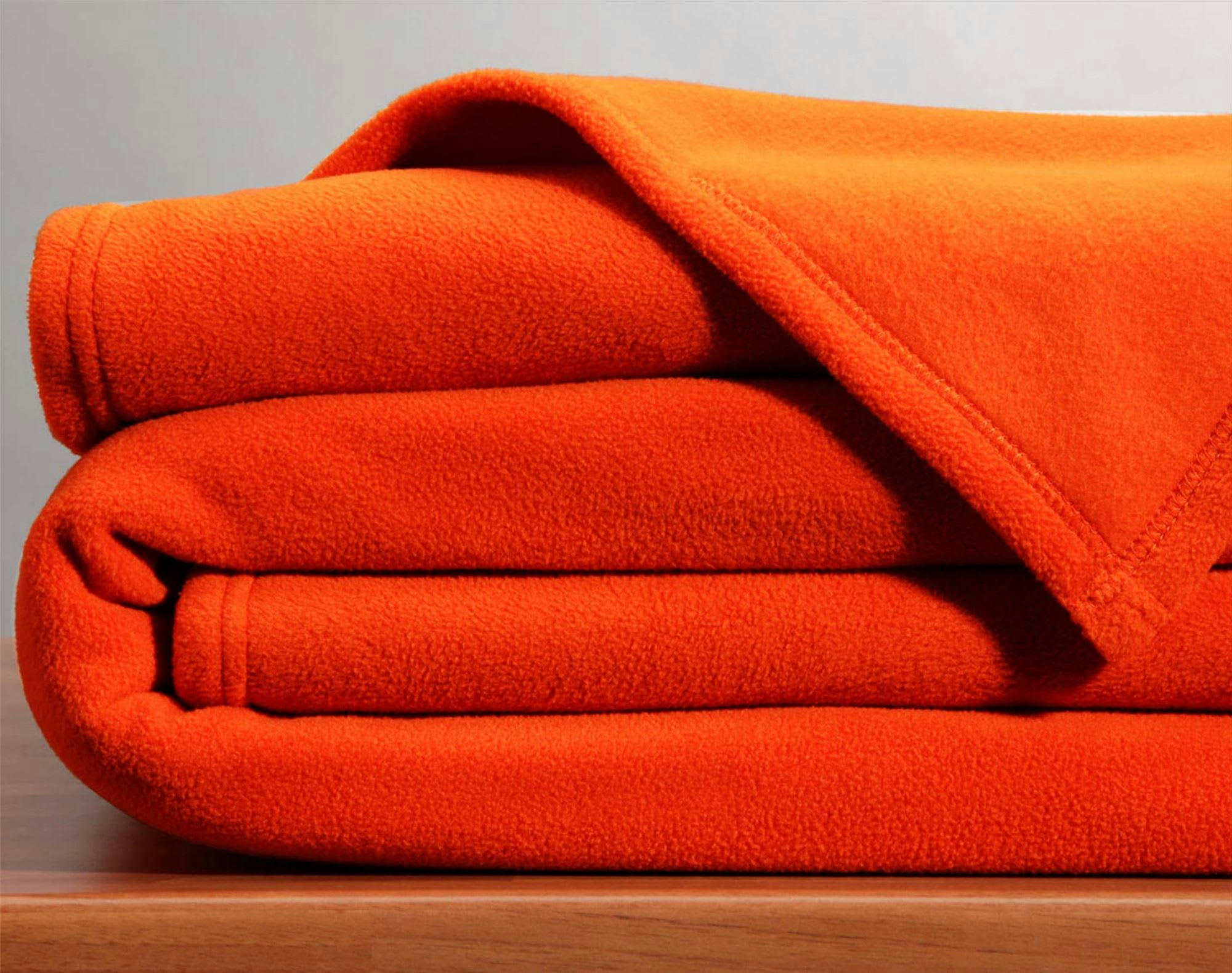 POLAIRE MICROFIBRE UNIE - Couverture tempérée 240x260 orange cuivré en polyester