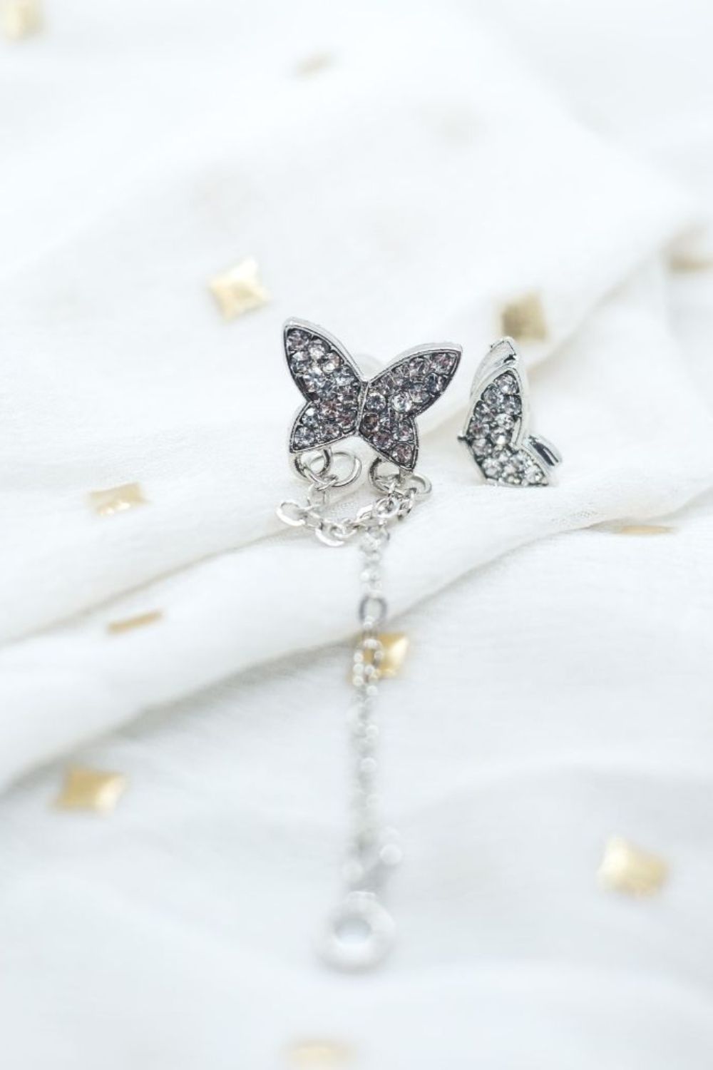 The Colourful Aura Long Butterfly Ear Cuffs Tassel Climber Studs