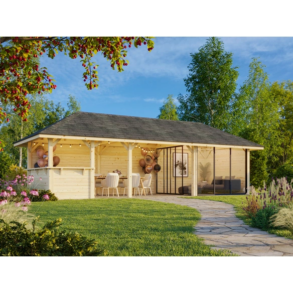 Pavillon »Bianca«, Aufstellmaße BxTxH: 960 x 384 x 319 cm, unbehandelt, Holz
