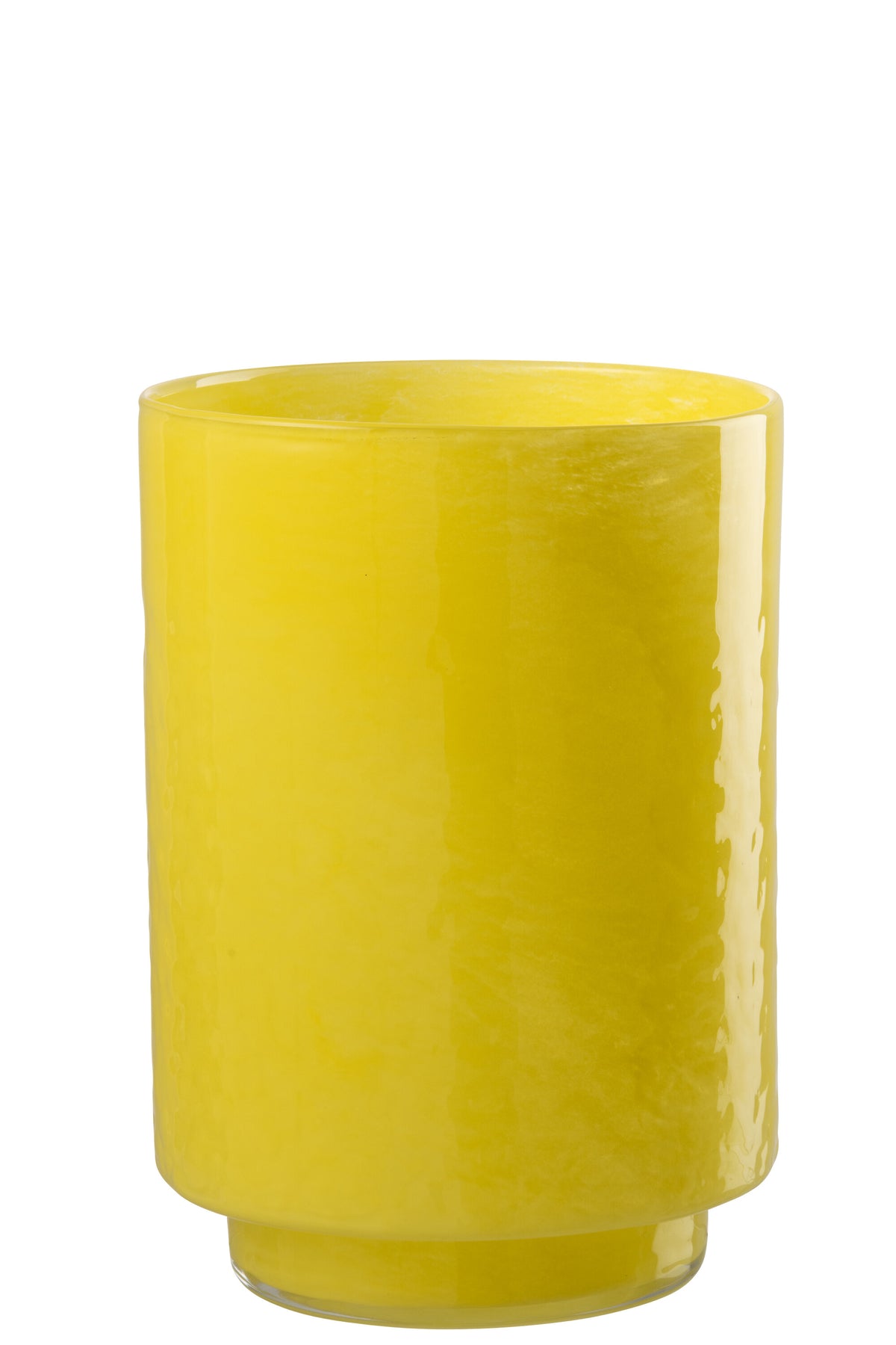 J-Line vaas Cilinder Reliëf - glas - geel - medium