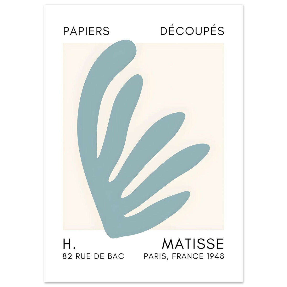 Artfulprints Poster Matisse – Aquatic impression turquoise  - 50x70 cm - Turquoise