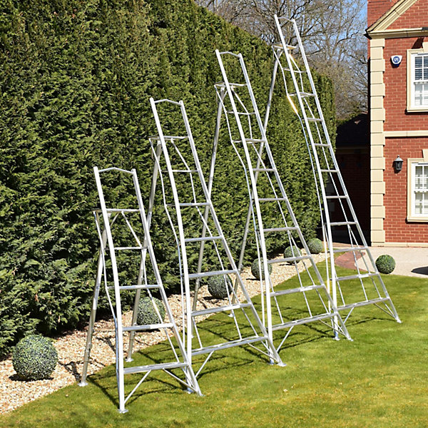 Garden Master échelle Tripode Plateforme 1 Pied Réglable 150 kg Load EN131 Clips Auto Pieds Griffe   Caoutchouc 7 Marches 3,0 m