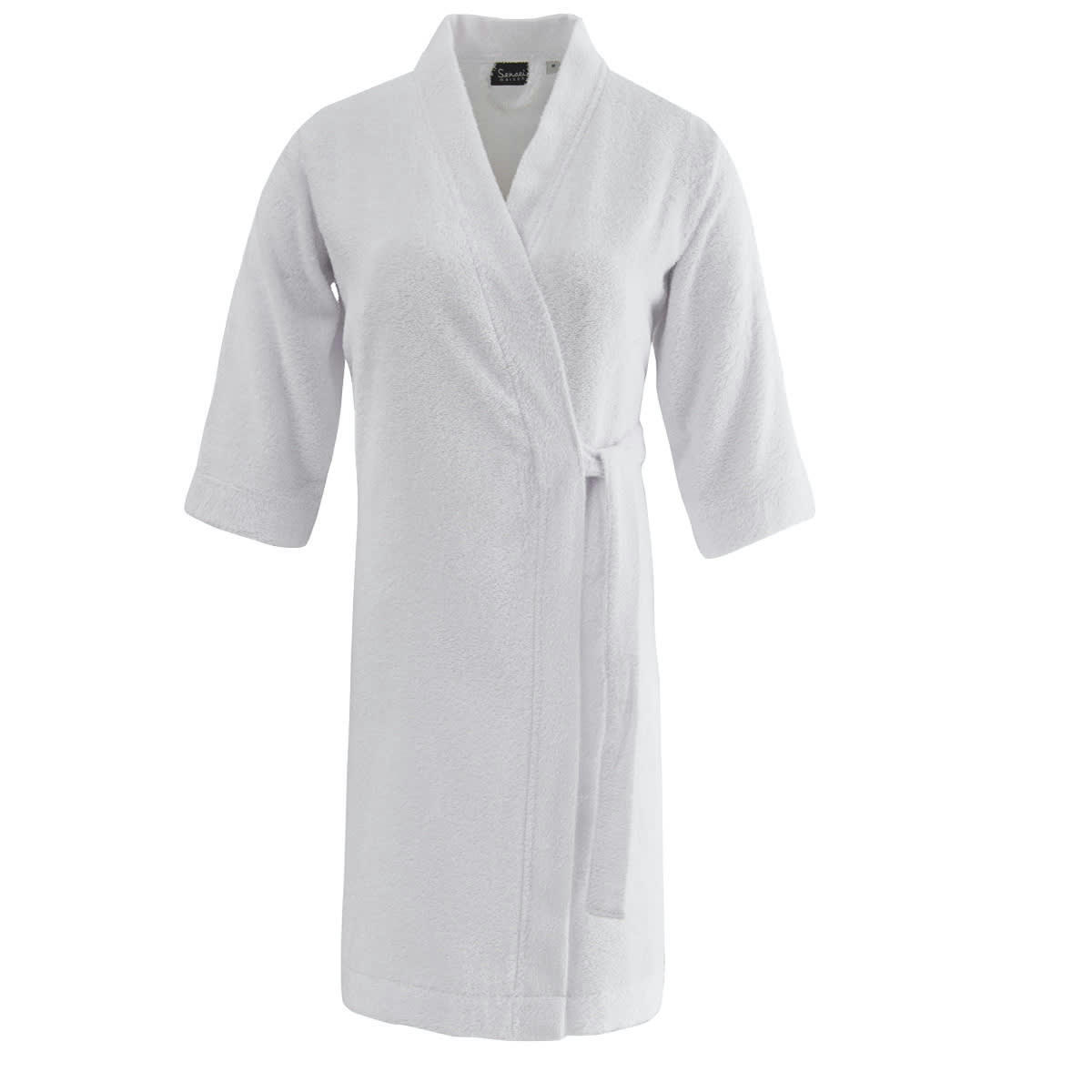 KIYO - Peignoir léger mi-long en coton peigné Blanc M