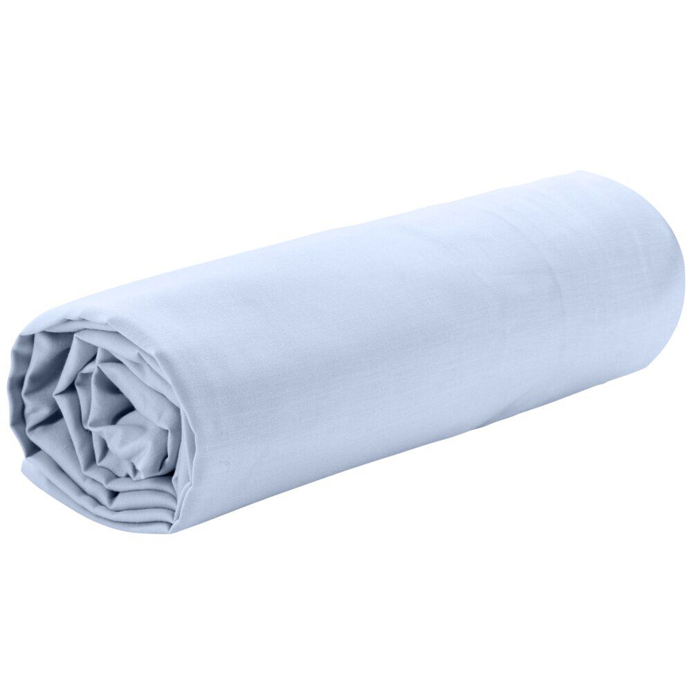 Drap housse 160x200cm 2 personnes polyester uni bleu