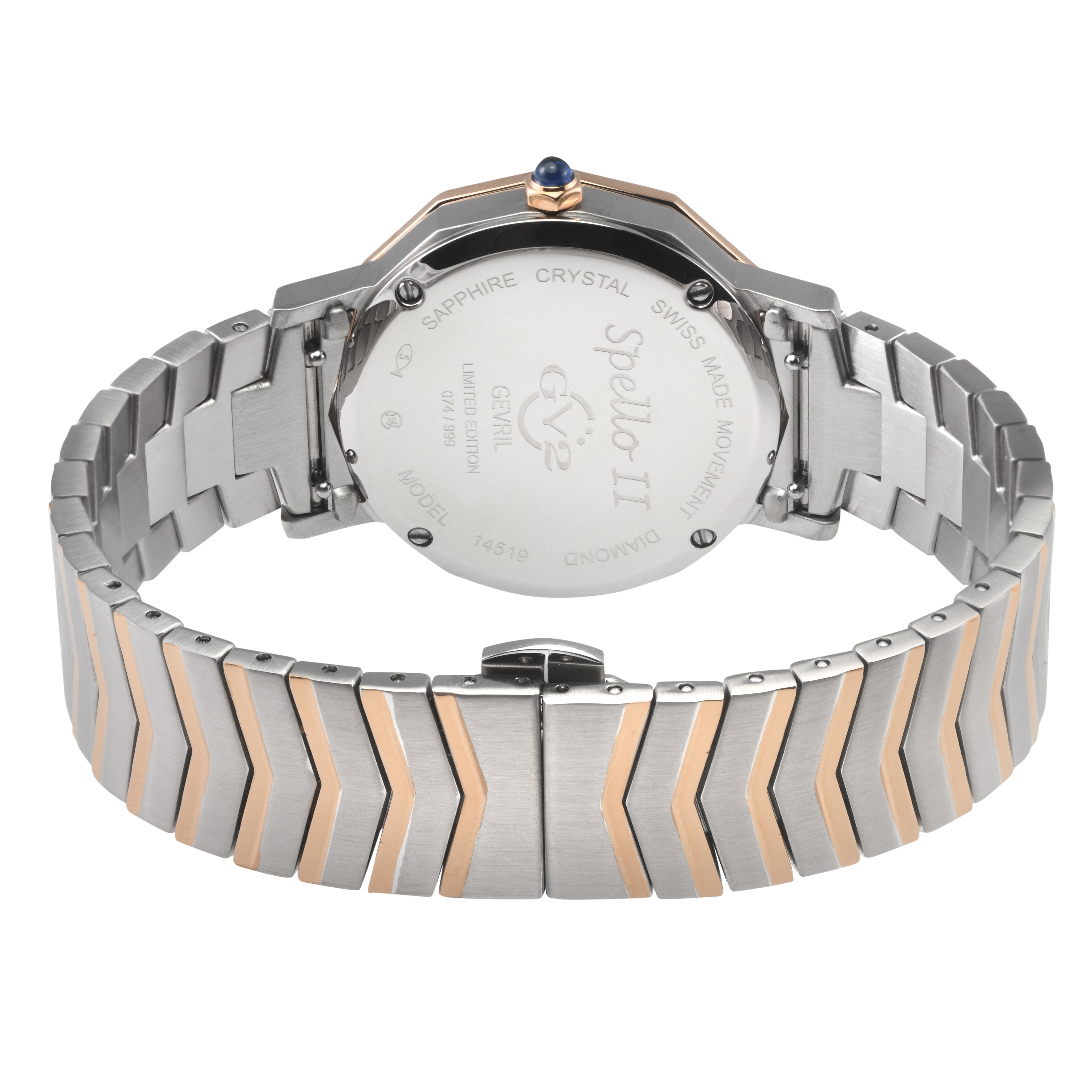 GV2 Spello II, Swiss Quartz Watch, White MOP Dial, 316L Stainless Steel, and Sapphire Crystal