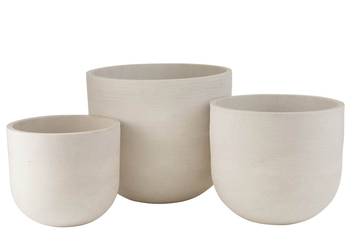 J-Line bloempot Rond - keramiek - wit - 3 stuks - Ø 50 cm