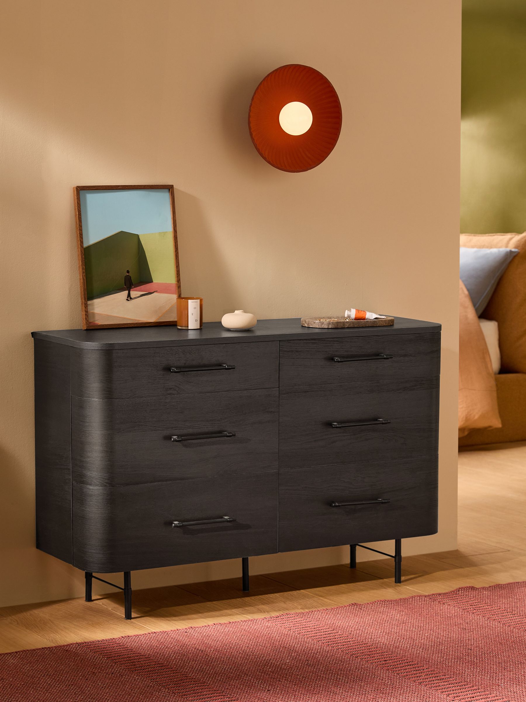 Dark Oak Effect Zeke Wide Chest of Drawer