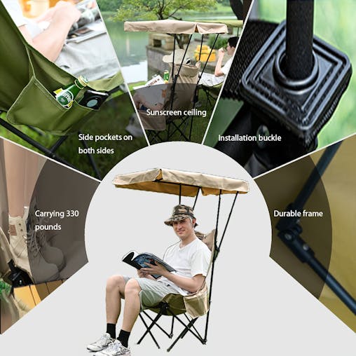 NNETM Foldable Camping Chair with Sunshade