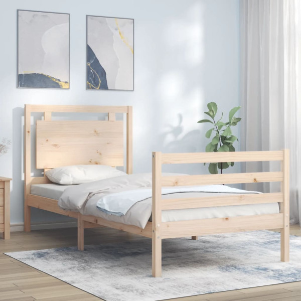 Rama łóżka z wezgłowiem 100x200 cm lite drewno