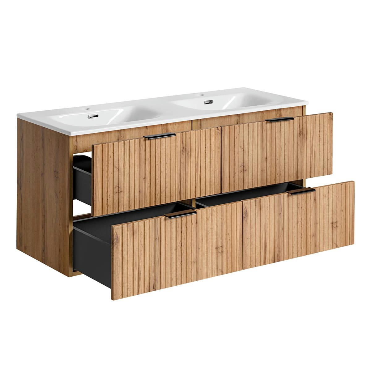 - Meuble double vasque encastrée 120cm naturel