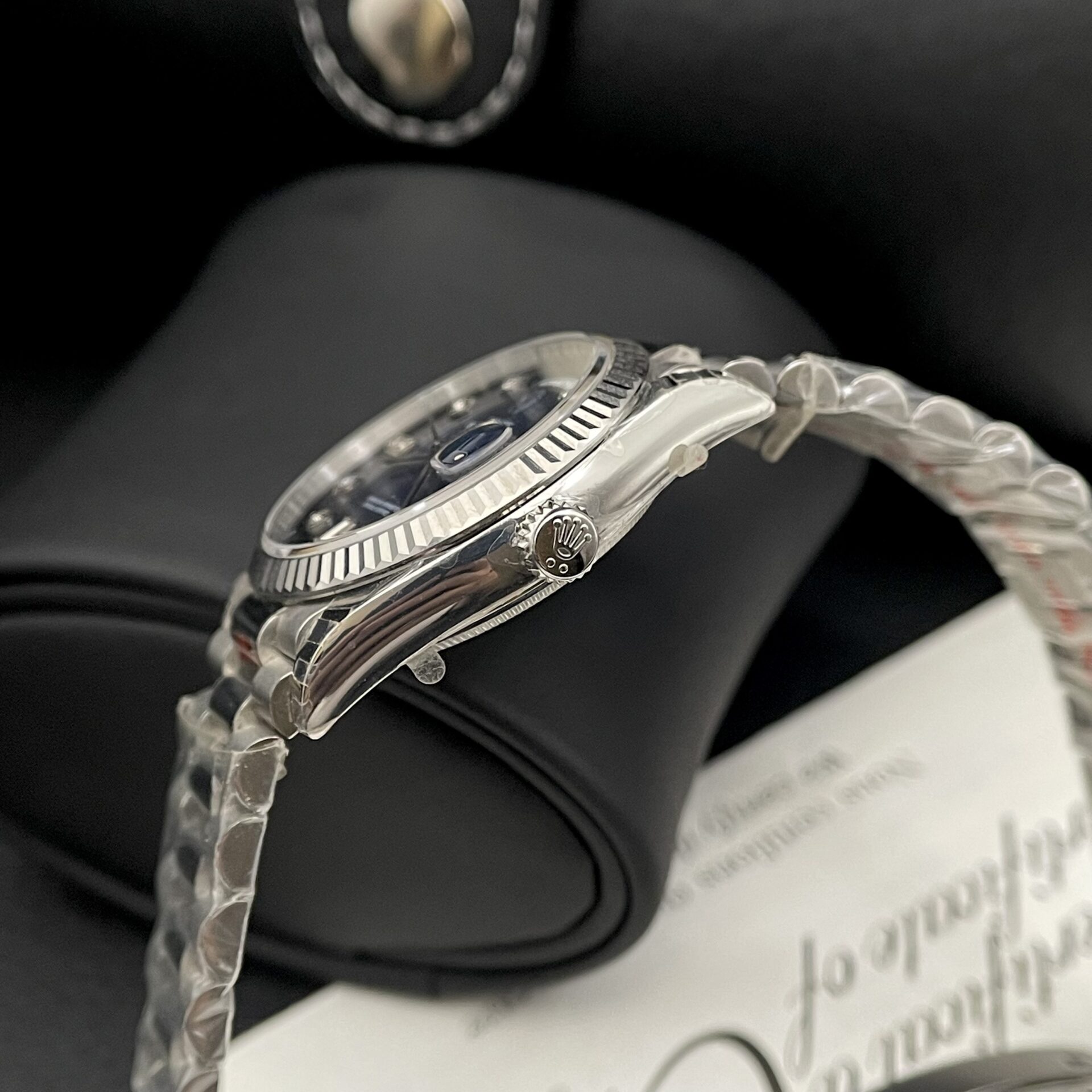 Rolex Day-Date 316L Steel Blue Dial CZ Diamonds 36mm EWF Replica