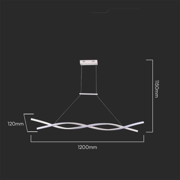 Lampa wisząca VT-7822 biała LED 1x30W Ciepła biel 3450lm V-TAC