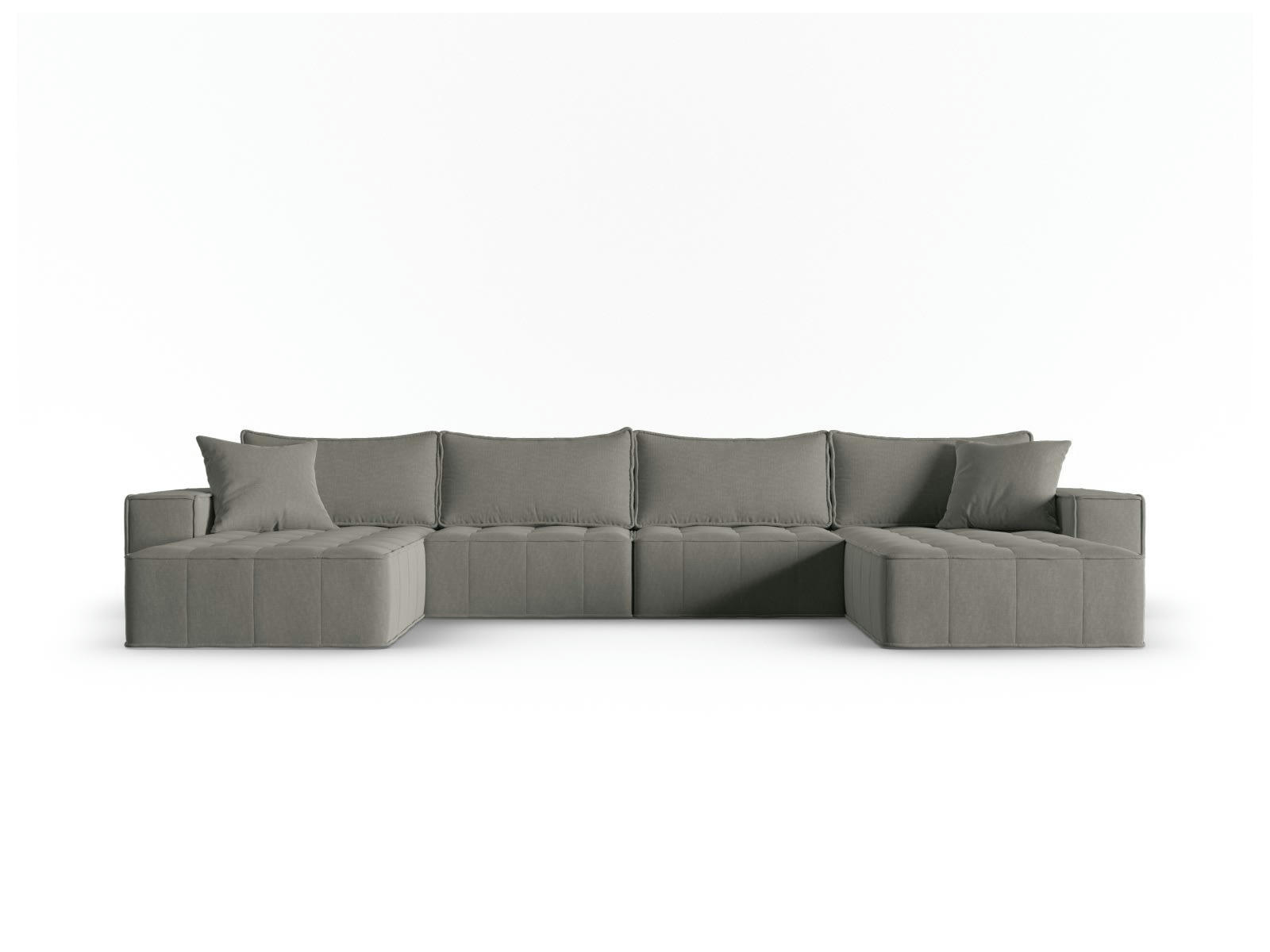 MIKE - Canapé panoramique modulable 6 places en tissu structurel gris