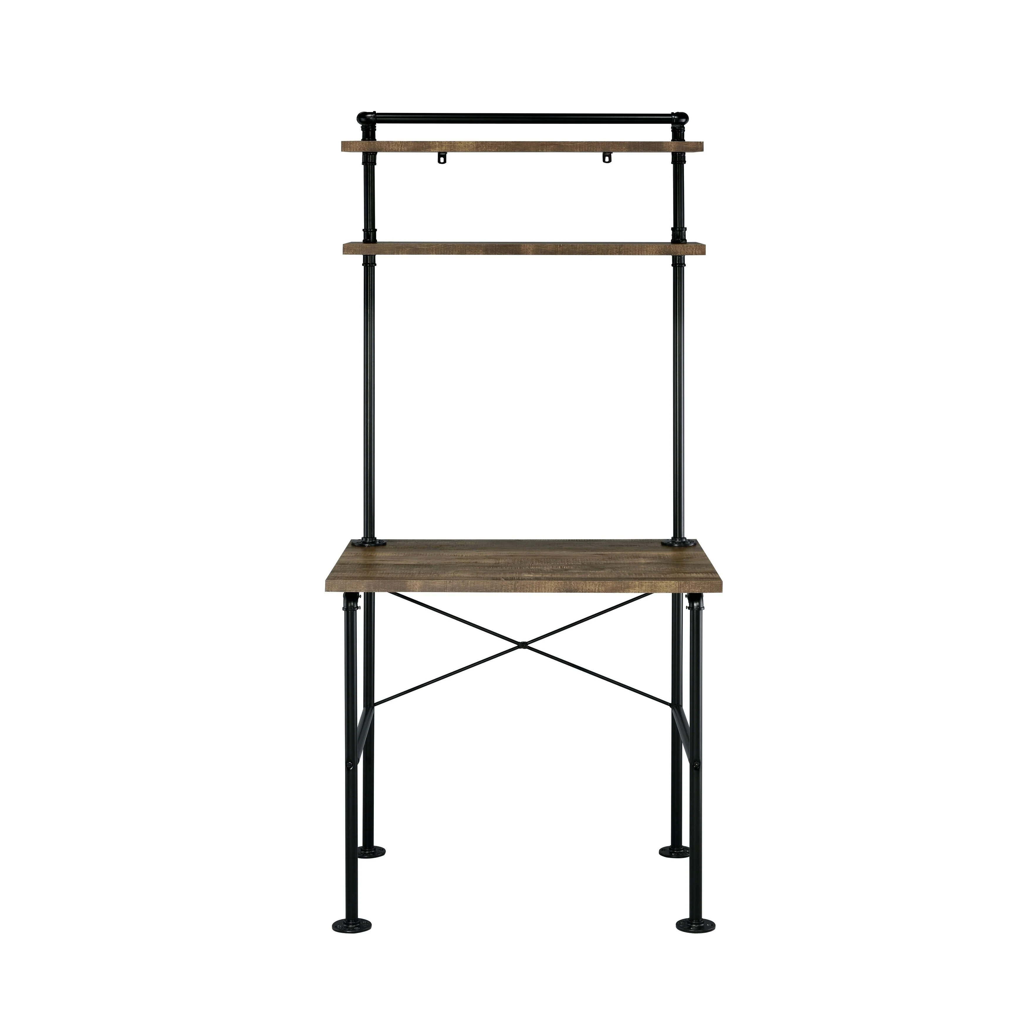 Ensata Rustic Oak & Black Finish Writing Desk