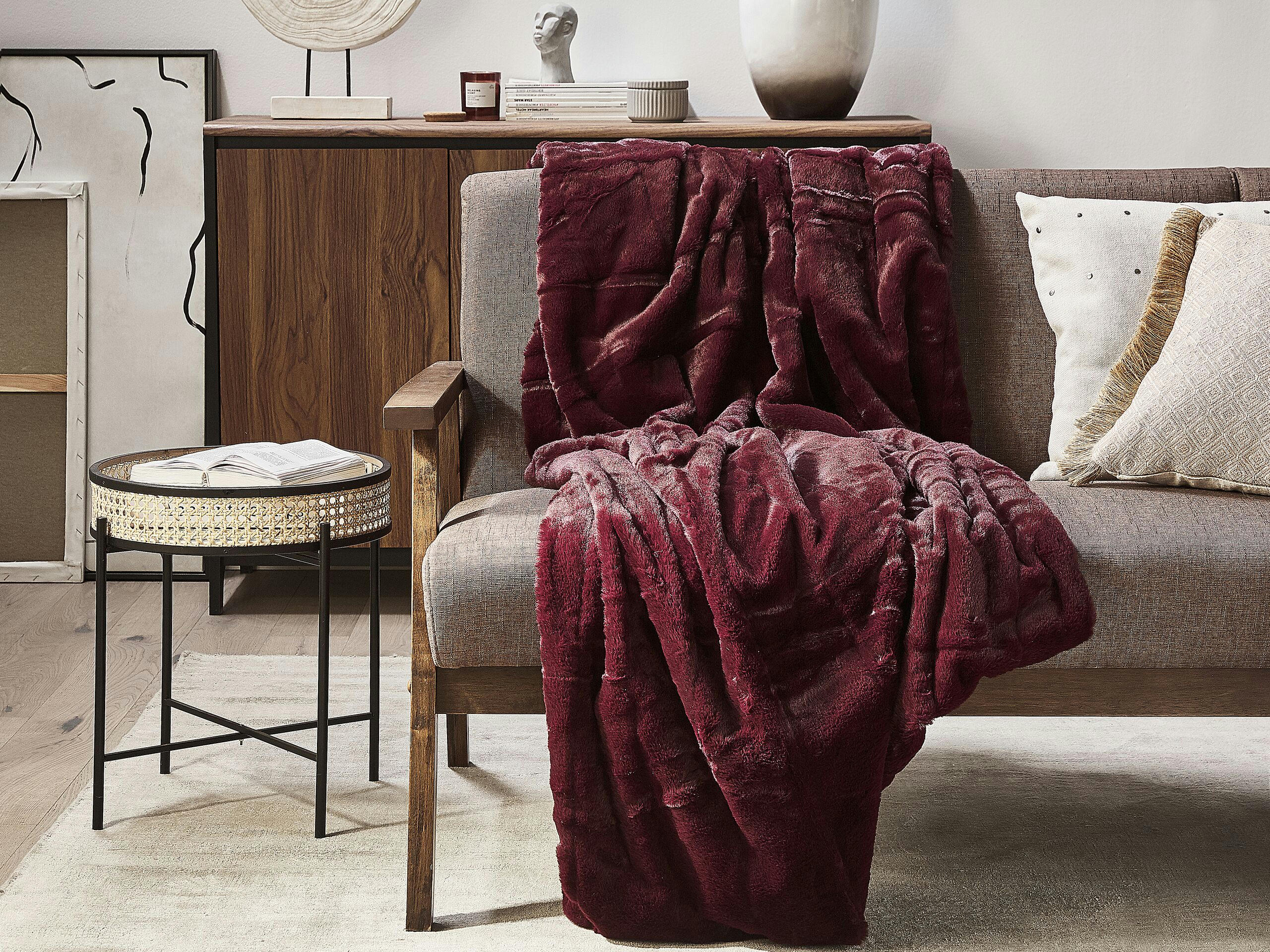 TANTAN - Couverture en polyester rouge 200x150cm