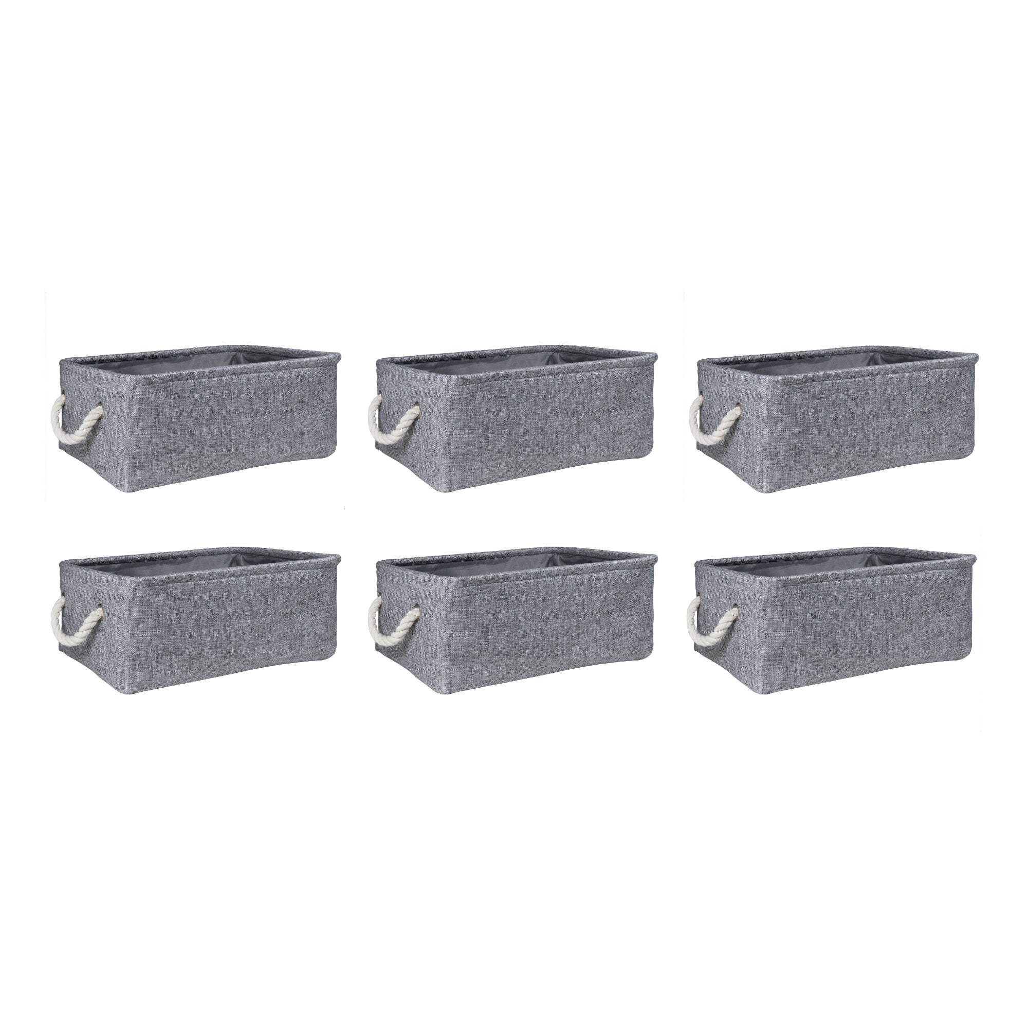 QUVIO Opbergmand met handvaten van touw - Grijs - Set van 6
