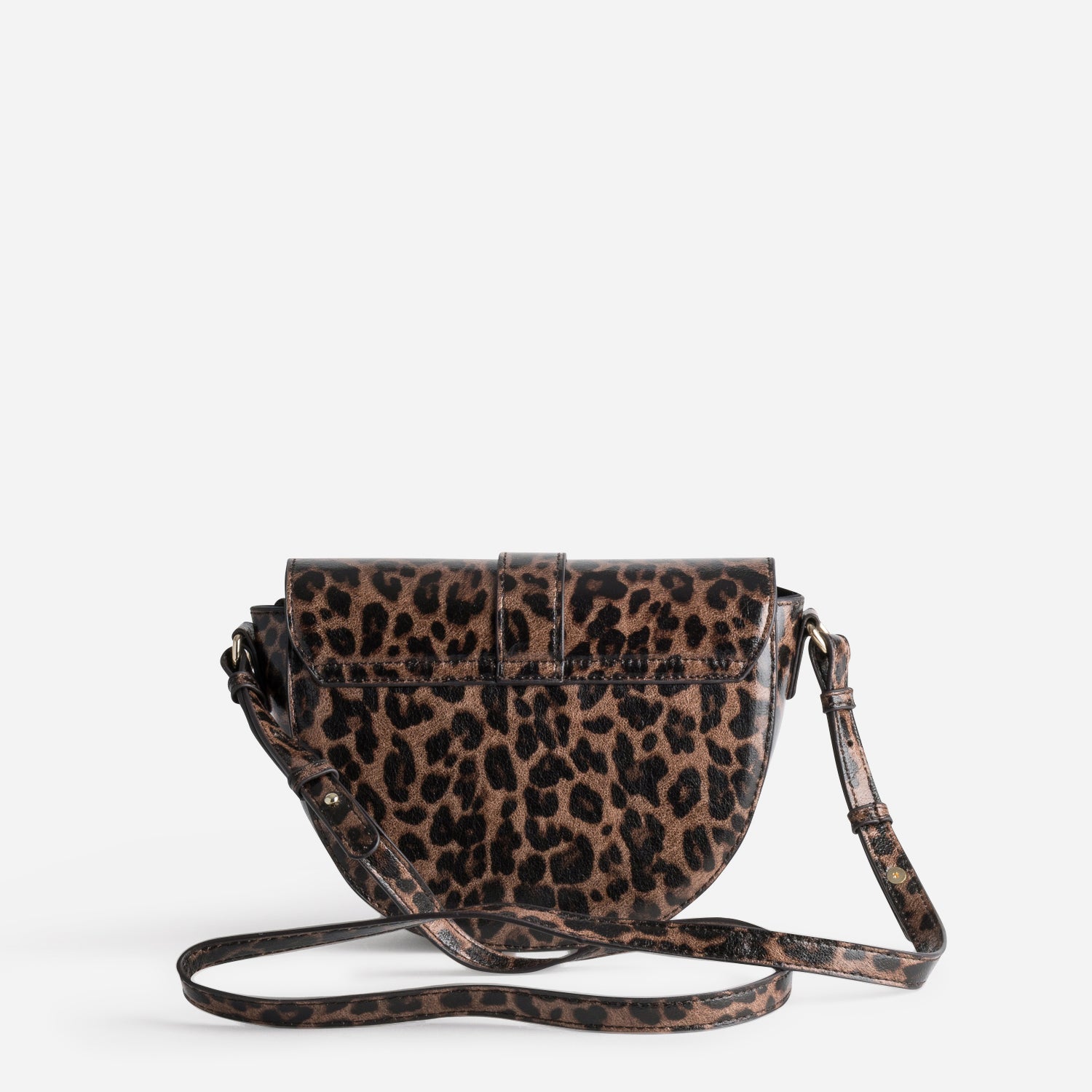 Sac bandoulière marron motif léopard