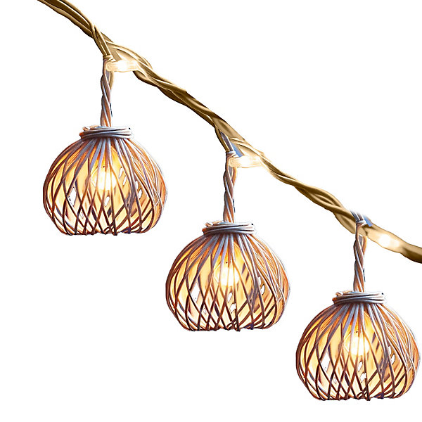 Guirlande lumineuse d'extérieur LED intégrée Rotilia Light Hybrid rotin beige IP44 260lm L.7,5m Lumisky