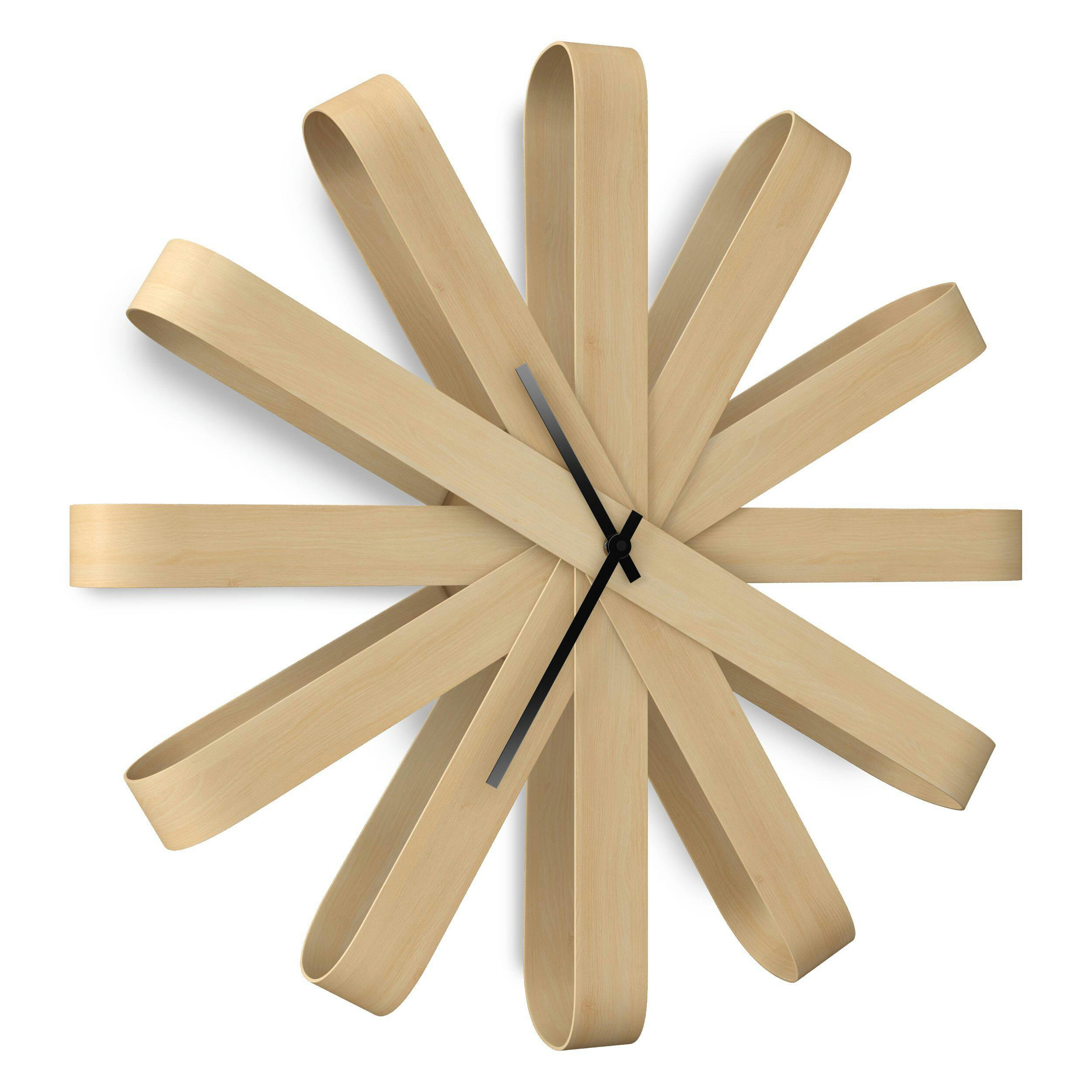 Umbra Ribbon Round Wooden Wall Clock, Natural, 20-in