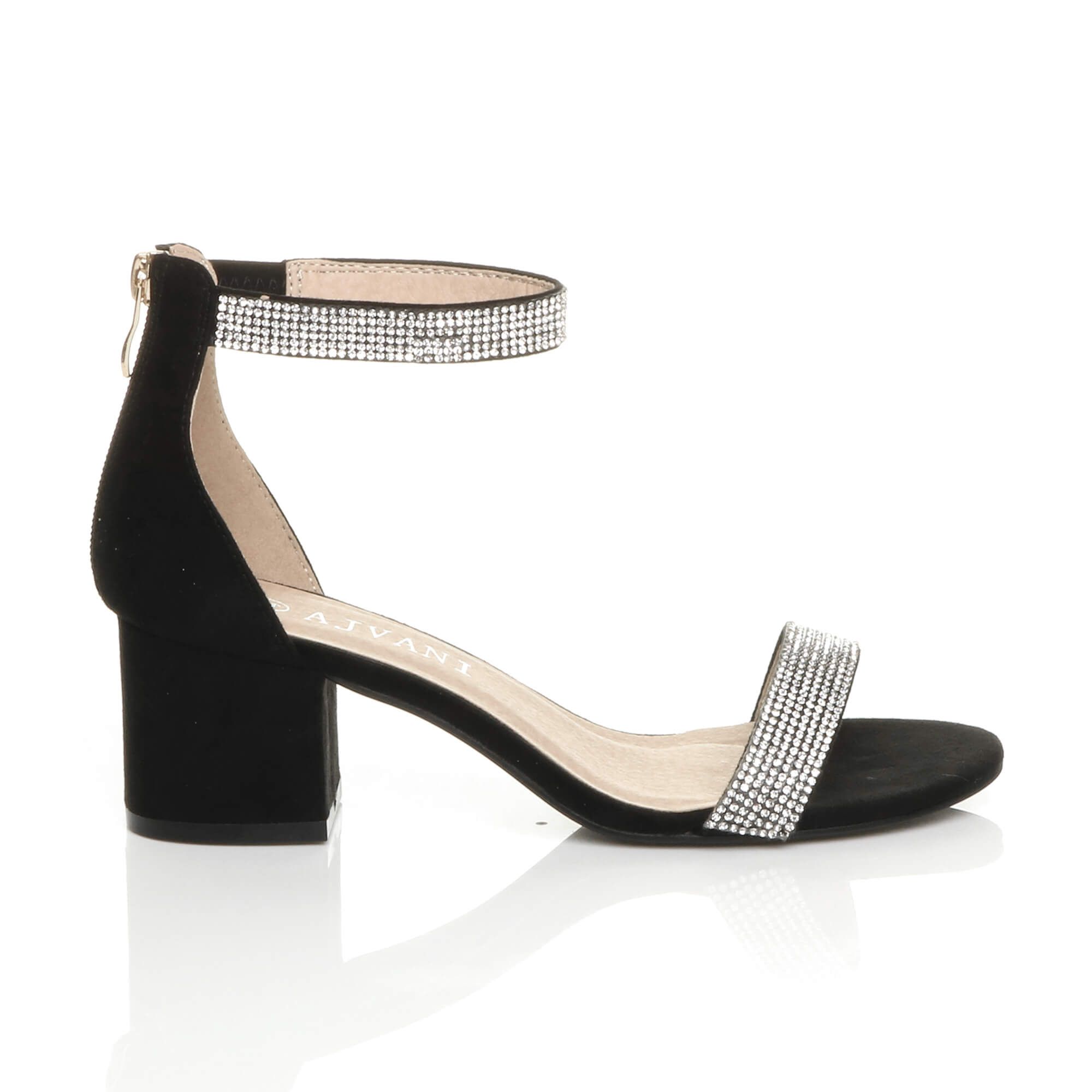 AJVANI Mid Block Heel Ankle Strap Sandals