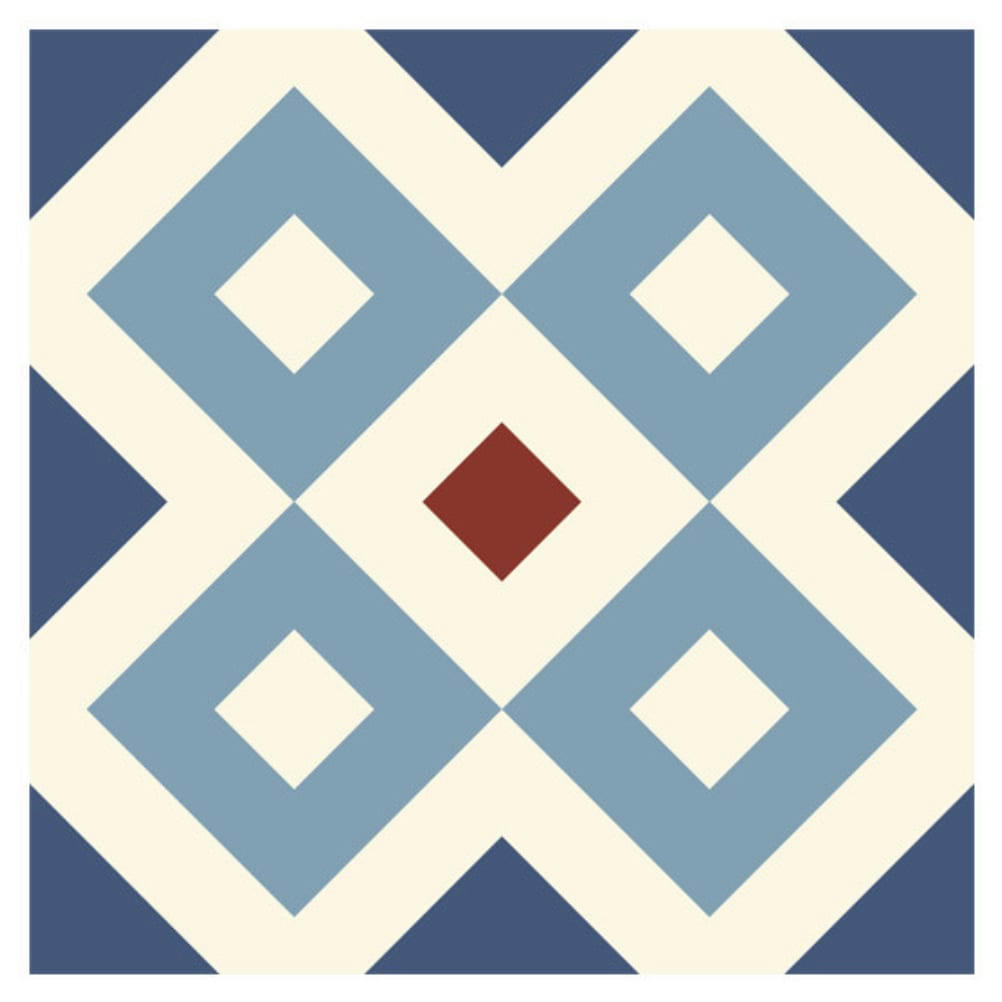 - 6 stickers carreaux de ciment bleu 15x15cm