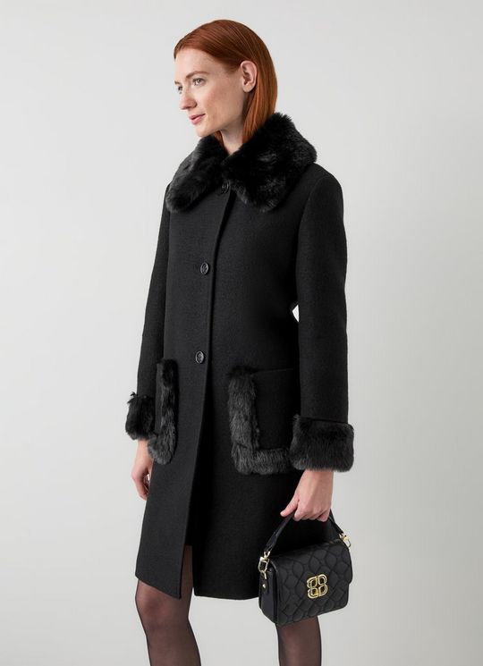 Jamie Black Plain Wool Coat